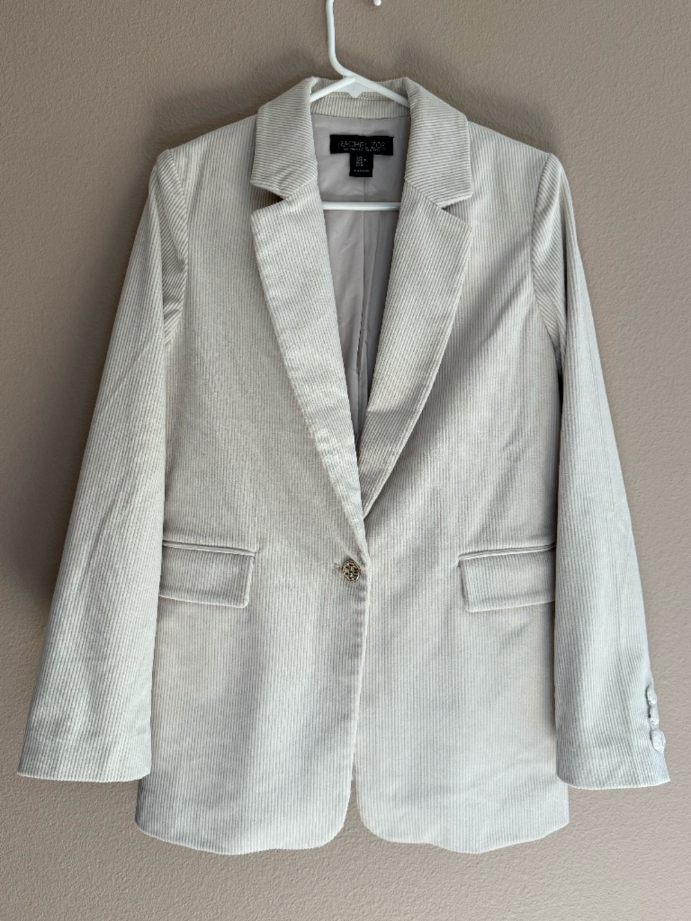 Corduroy Blazer Women’s M | Ivory Cream Tailored Jacket | Fully Lined